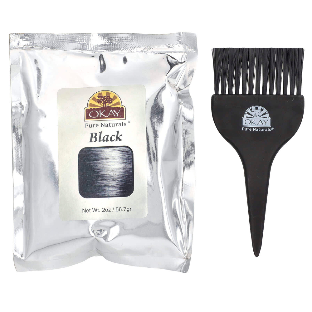 Okay Pure Naturals, Натуральная краска для волос из травяной хны, черный, 56,7 г (2 унции)