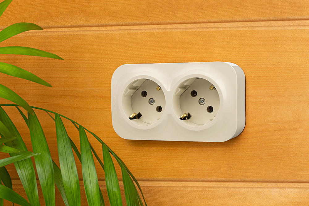 Розеточный блок двойной с заземлением без шторок IP20 16А 250В слоновая кость Quteo Legrand