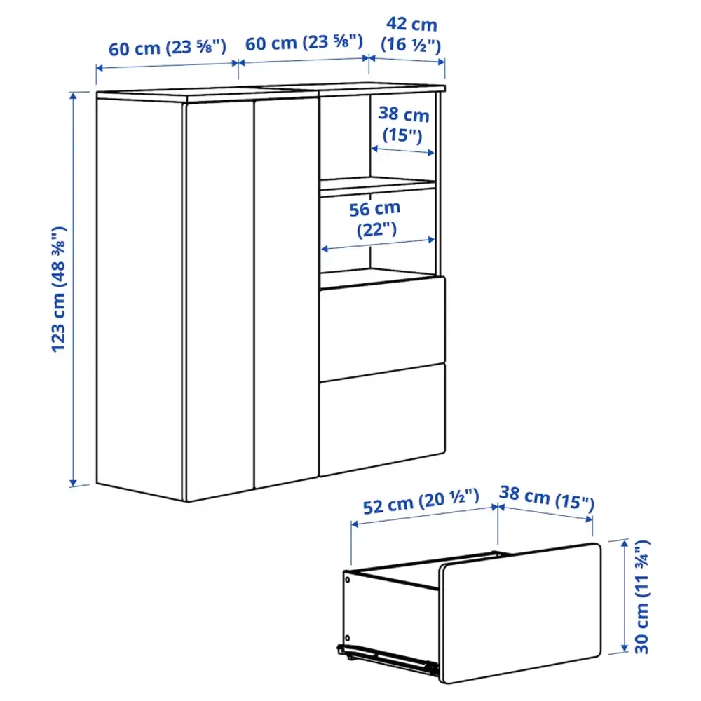 Шкаф - SMÅSTAD / SMАSTAD  IKEA /СМОСТАД  ИКЕА, 120x42x123 см, белый/серый