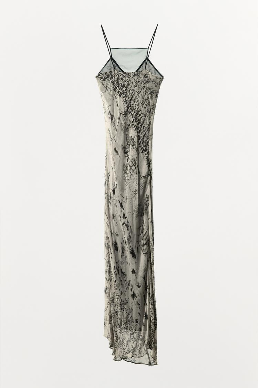 ZARA ДЛИННОЕ ПЛАТЬЕ С ПРИНТОМ, ЧЕРНЫЙ/БЕЛЫЙ