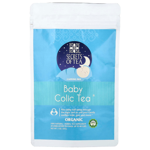 Secrets of Tea, Organic Baby Colic Tea®, без кофеина, 20 неотбеленных чайных пакетиков, 28 г (1 унция)