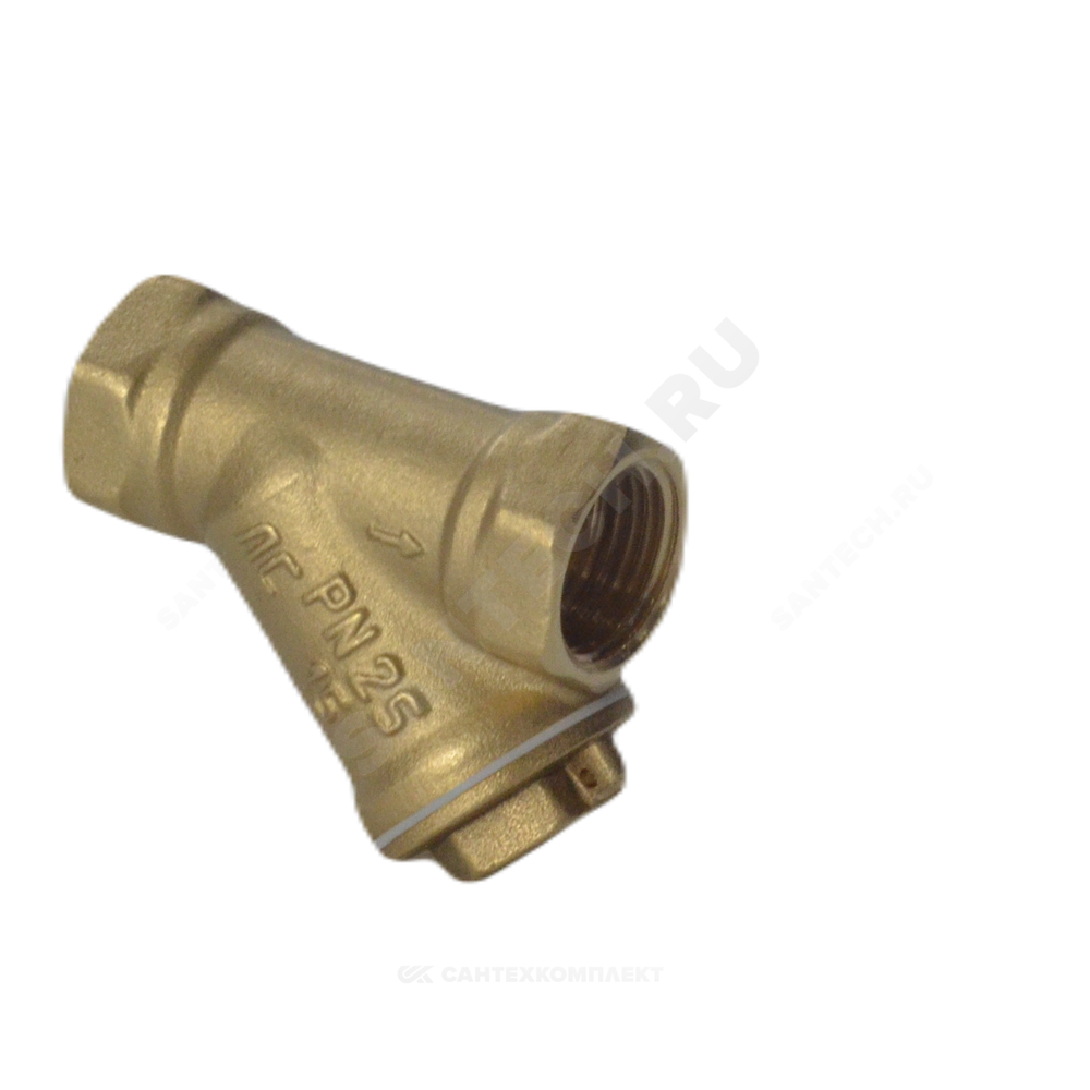 Фильтр сетчатый Y-образный латунь Ду 15 Ру25 Тмакс=150 oC 1/2" ВР 46Б5фт1 под пломбу VALFEX VF.192.L00.012