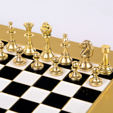 Шахматы классические 28х28см Manopoulos Classic Metal Chess золото с серебром