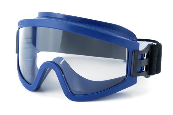Очки Росомз ЗП2 PANORAMA Strong Glass (2С-1,2 РС), защитные закрытые, с прямой вентиляцией, тёмно-синий корпус, арт. 34237