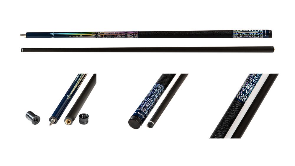 Кий / пул 2-pc "Winner Carbon - 001" (черно-синий) оплетка натуральная кожа