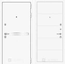 Входная металлическая дверь Лабиринт Лайн WHITE 13 (Белые входные двери) - Белый софт.