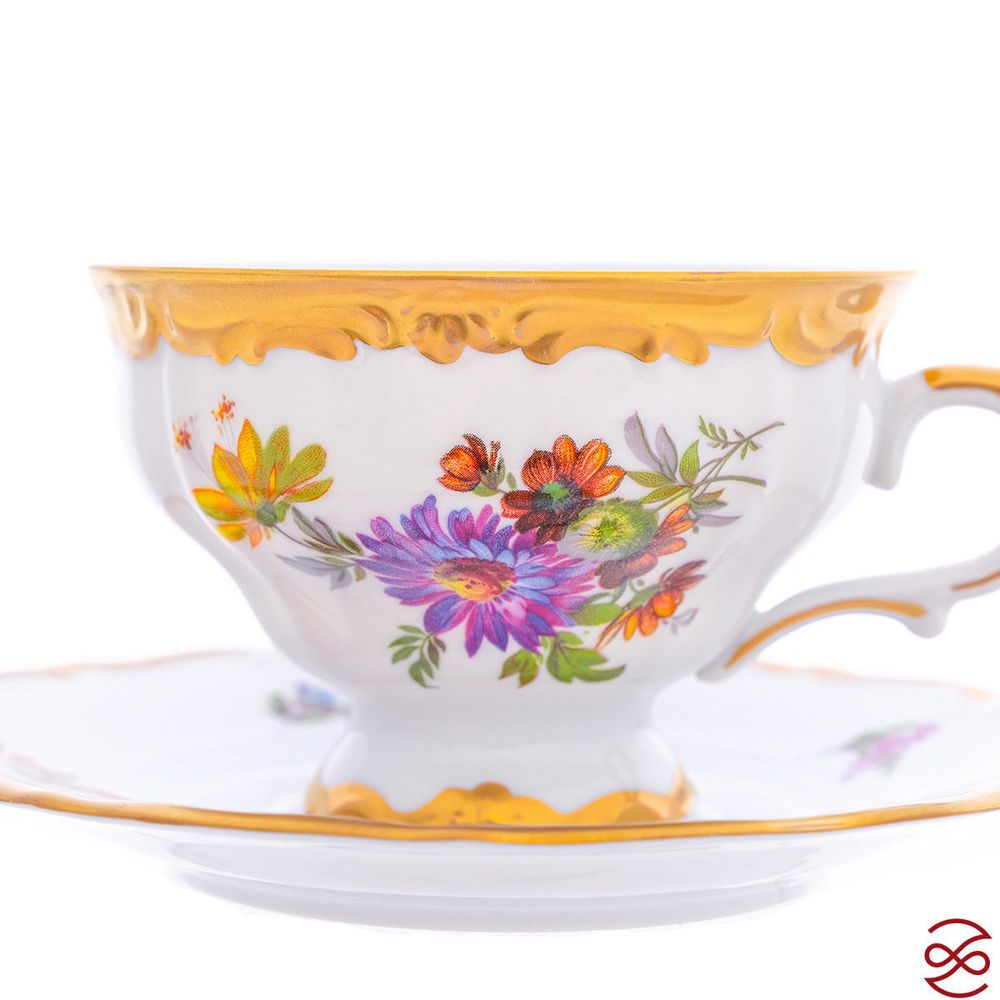 Набор чайных пар Queen's Crown Мейсенский букет 220 мл(6 пар)