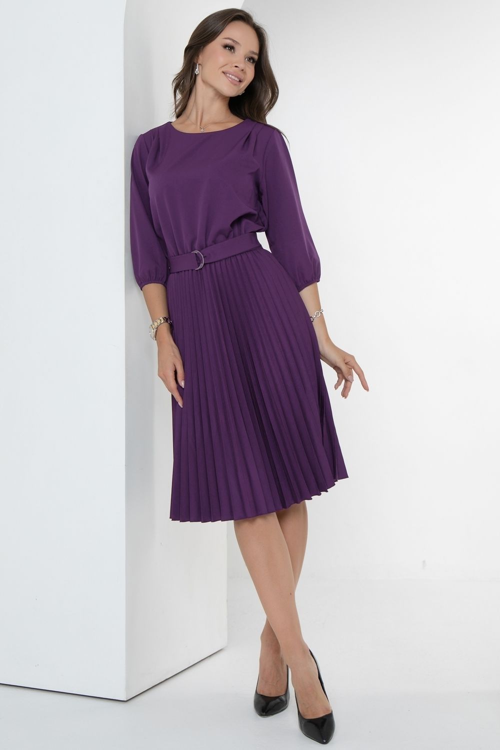 Платье Идеальный силуэт (гофре, баклажан) Diolche (Акция)