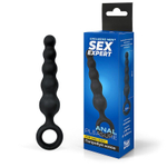 Черный анальный стимулятор-елочка с ограничительным колечком (Цвет: черный)