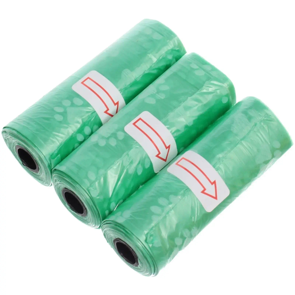 Пакеты для уборки за собакой в наборе 3шт, цвет зеленый Ultramarine (15 пакетиков одном рулончике)