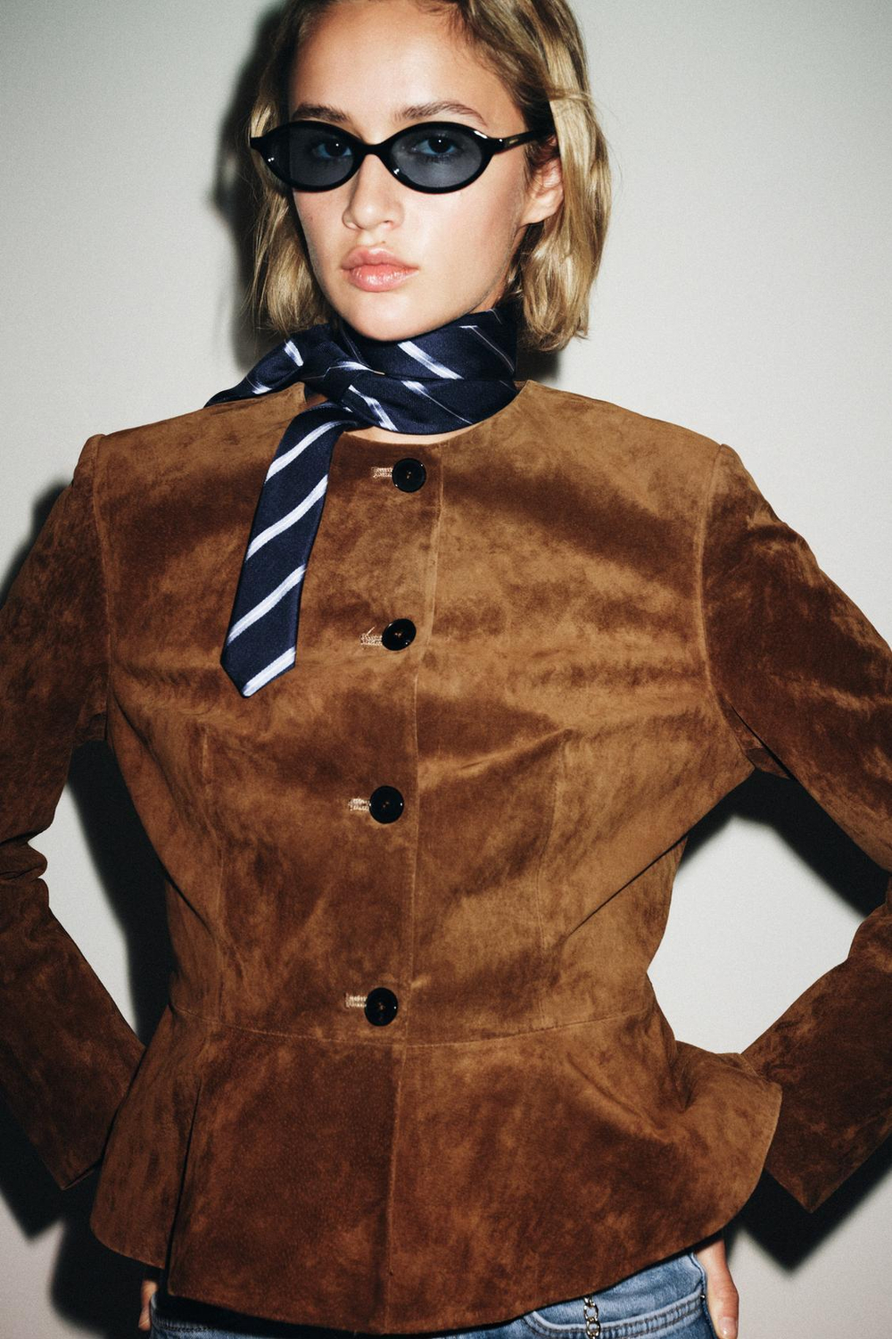 ZARA КУРТКА ИЗ 100% КОЖИ, ЦВЕТ ВИСКИ