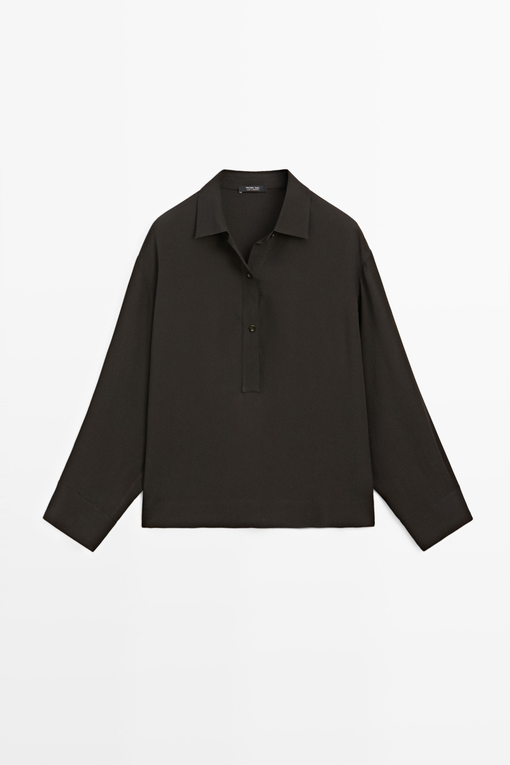 Massimo Dutti Рубашка с драпированными пуговицами, шоколадно-коричневый