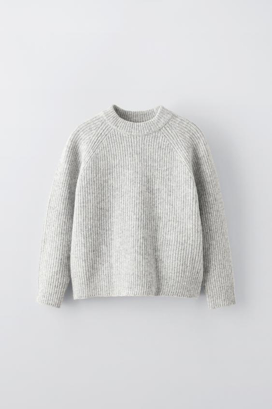 ZARA ТРИКОТАЖНЫЙ СВИТЕР, ЖЕМЧУЖНО-СЕРЫЙ