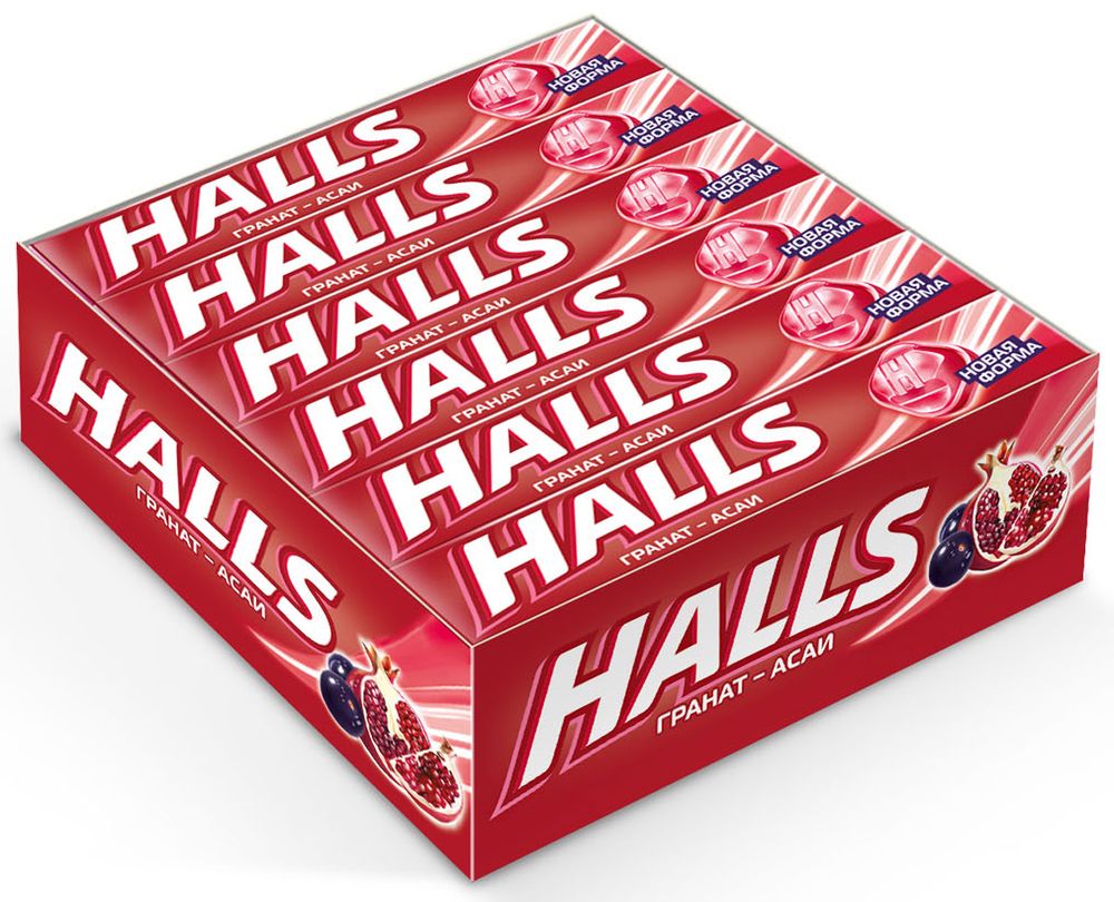 Леденцы Halls Гранат и ягоды асаи 12 шт.