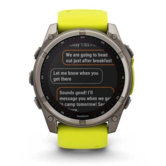Garmin Fenix 8 51 мм Solar Titanium – жёлто-серый ремешок, сапфировое стекло