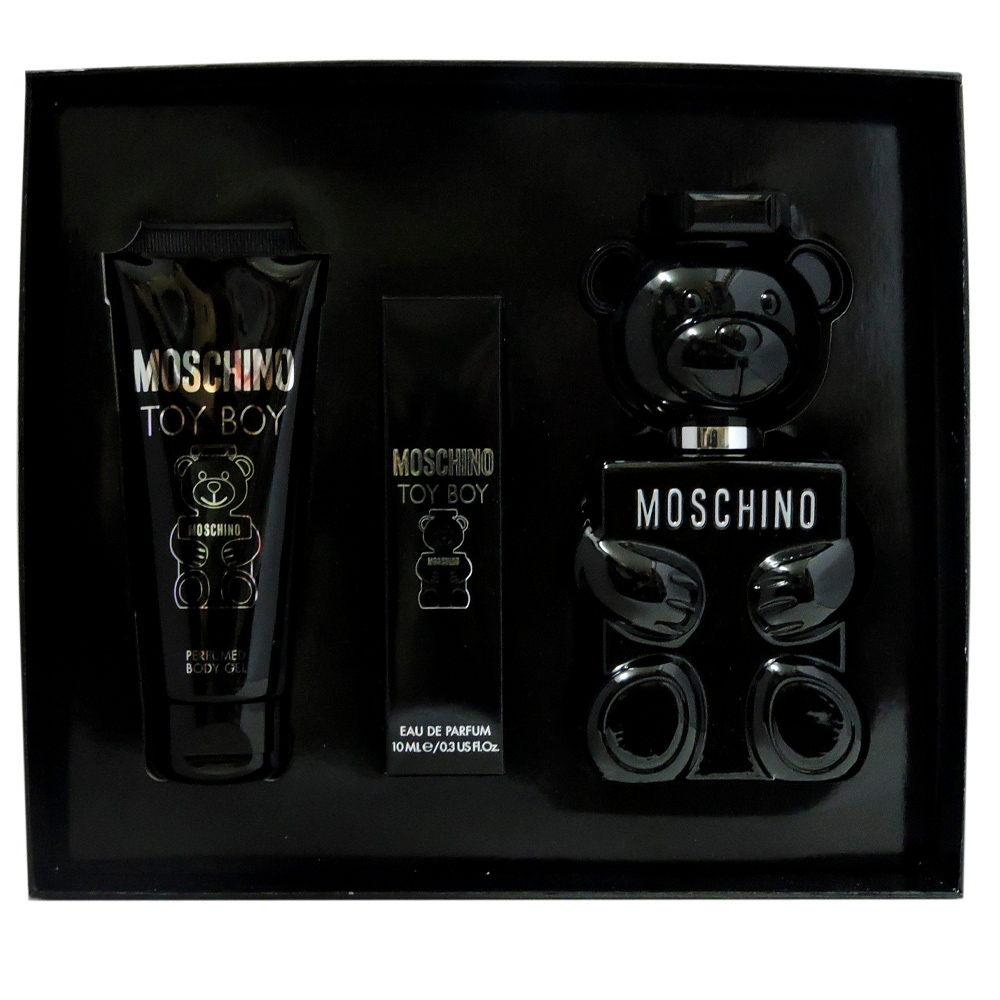 Moschino Toy Boy — парфюмерный набор для мужчин с миниатюрой и гелем для тела. Интересный небанальный аромат.