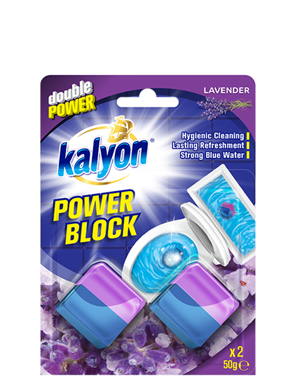 KALYON ТУАЛЕТНЫЙ БЛОК ДЛЯ СЛИВНОГО БАЧКА УНИТАЗА ЛАВАНДА 2 ШТ x 12