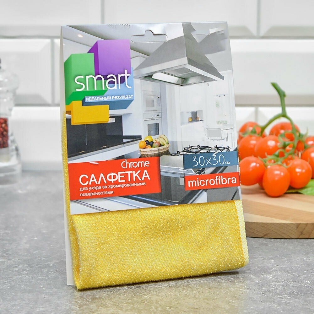 Салфетка из микрофибры 30*30см для хромированных поверхностей "Smart Chrome"