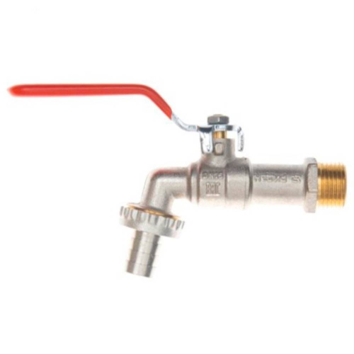 Кран шаровой латунный РИДАН BVR-CR DN25 PN10 c наружной резьбой и насадкой под шланг, рычаг