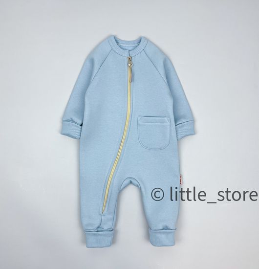 Комбинезон из футера с начесом "Simple" Нежно-голубой