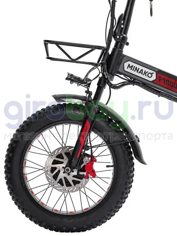 Электровелосипед Minako F10 Pro Dual 48V/20Ah (полный привод) - Красный обод фото №4