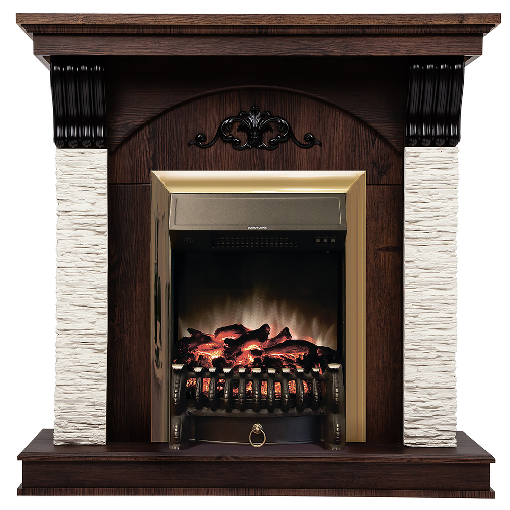 Каминокомплект Real Flame Corfino NT с очагом Fobos Lux Brass