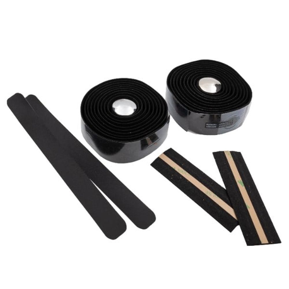 Обмотка руля VELO Gel-Kork корковая/гель+крепеж+заглушки на руль 2х1600мм, черная (5-410270)