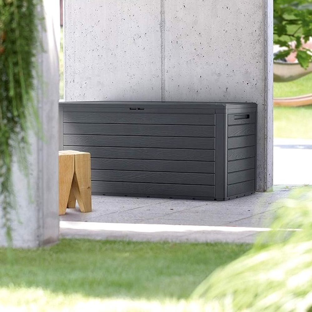 Ящик для хранения Prosperplast Woodebox 280л, антрацит