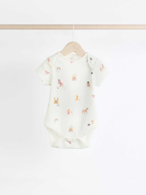 Боди с коротким рукавом для малышей Next N95-289, 7 шт., Белый, Розовый, Салатовый