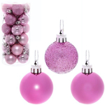 Новогодние шары 4 см (набор 24 шт) «Микс фактур», розовый
