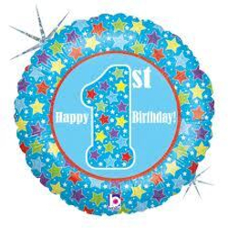 Б КРУГ С РИС 1st Birthday Голубой
