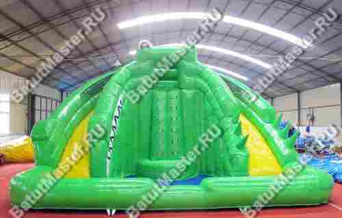 Надувной наземный аквапарк с бассейном «Веселый крокодил» 6*6*4 м
