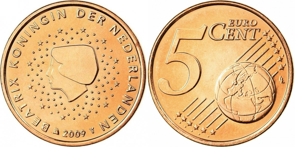 Нидерланды 5 евроцентов, 1999-2013 королева Беатрикс XF