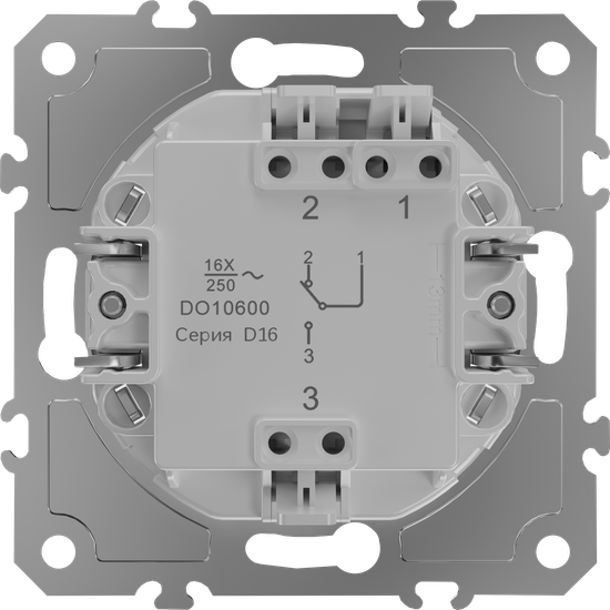 Механизм выключателя В1 с 2-х мест (проходного),  быстрозажимные контакты,  16 A 250 В~,  серия D16