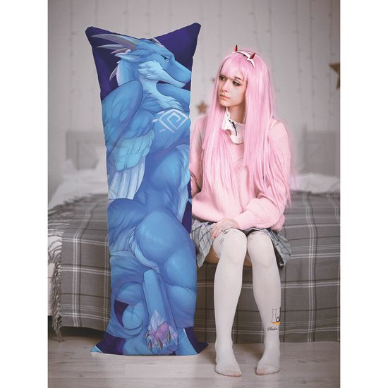 Дакимакура фурри Дракон синий арт. 1278