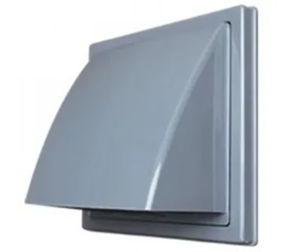 Выход стенной 150*150 мм с обрат.клап.серый Д100