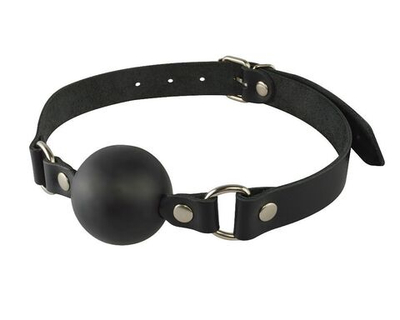 Кляп-шар на чёрных кожаных ремешках (Цвет: черный)