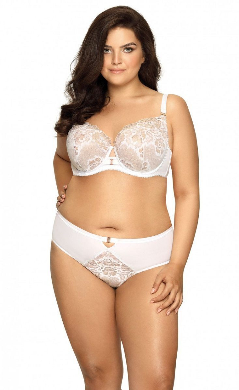 Эффектный бюстгальтер с кружевной чашкой на косточке (Размер: 80H) (Цвет: темно-синий)