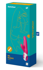 Ярко-розовый вибратор Satisfyer Mr. Rabbit с клиторальным отростком - 22,1 см. (Цвет: ярко-розовый)