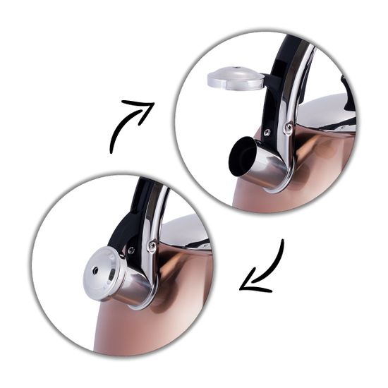 Чайник 3 л. из нержавеющей стали со свисткомKamille KM 0697 (бронзовый) и черной бакелитовой ручкой