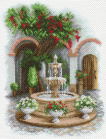 "У прохладного фонтана"-1690 канва с рисунком