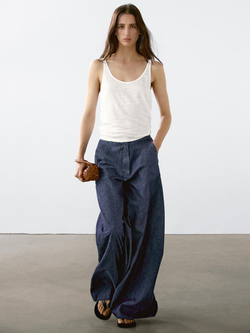 Massimo Dutti Трикотажный топ из 100% льна, натуральный, кремовый