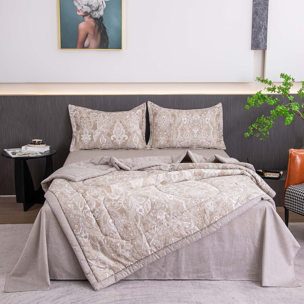 Комплект постельного белья Сатин с Одеялом 100% хлопок 160x80 на резинке OBR170