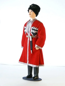 Кукла коллекционная Казак кубанский в красной черкеске