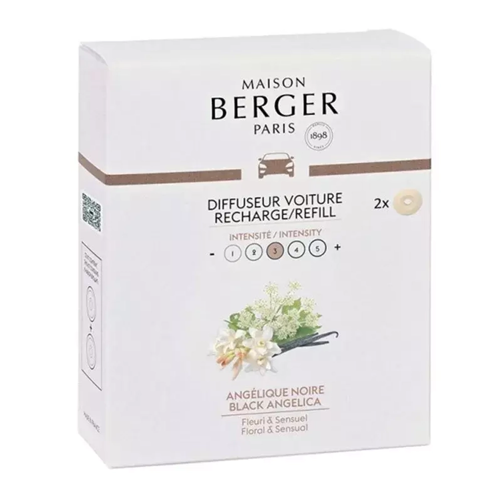 Maison Berger Paris - Набор из 2 вставок в автомобильный диффузор Black Angelica / артикул   EAN 3127290069061  / GTIN 3127290069061