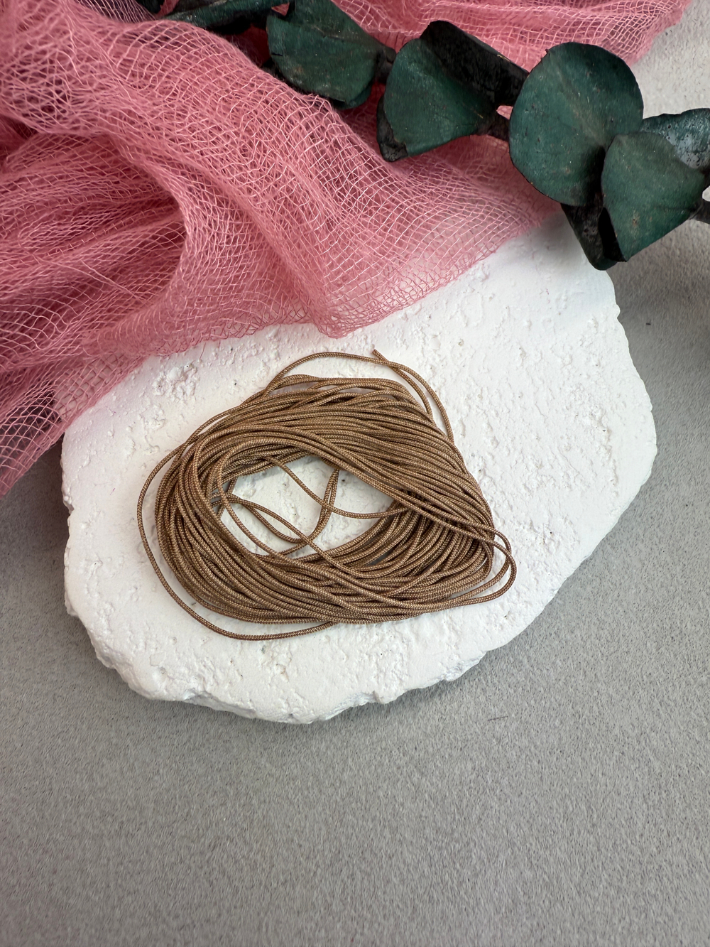 Шнур для плетения браслетов 0,6 мм, Бежевый (5 м)