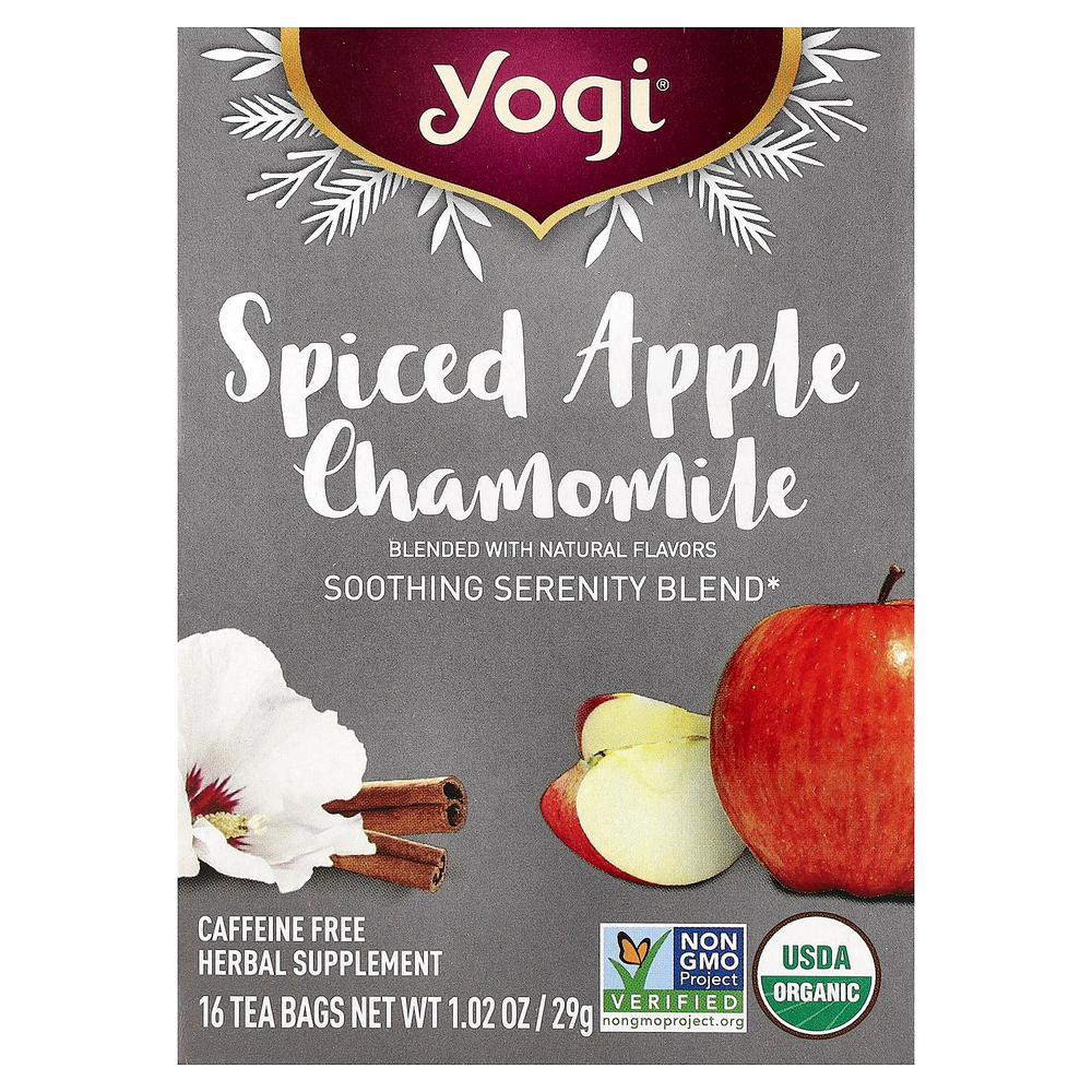 Yogi Tea, пряное яблоко и ромашка, без кофеина, 16 чайных пакетиков, 29 г (1,02 унции)