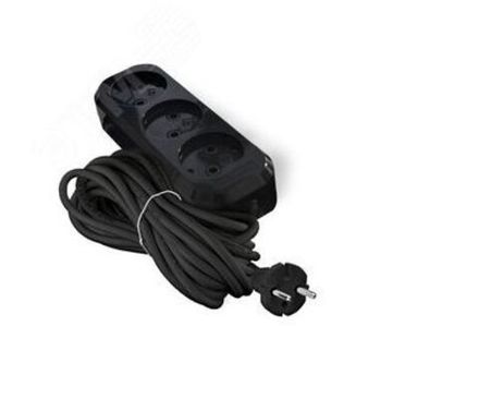 Удлинитель "UNIVersal" Е-203 ПВС 2*0,75 3гн. б/з 2м (еврослот) черный