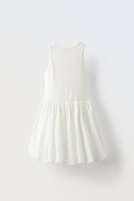 ZARA ОБЪЁМНОЕ ПЛАТЬЕ БЕЗ РУКАВОВ, БЕЛЫЙ