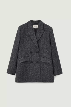 Пиджак двубортный серая елочка